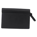 BURBERRY Clutch Bag Leather Black Silver Auth 203385-2