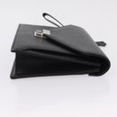 BURBERRY Clutch Bag Leather Black Silver Auth 203385-3