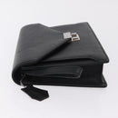 BURBERRY Clutch Bag Leather Black Silver Auth 203385-5