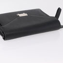 BURBERRY Clutch Bag Leather Black Silver Auth 203385-7