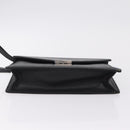 BURBERRY Clutch Bag Leather Black Silver Auth 203385-6