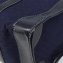 GUCCI Micro GG Canvas Sherry Line Boston Bag Navy Gold Auth 203400A-12