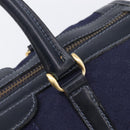 GUCCI Micro GG Canvas Sherry Line Boston Bag Navy Gold Auth 203400A-14
