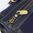 GUCCI Micro GG Canvas Sherry Line Boston Bag Navy Gold Auth 203400A-15