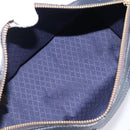 GUCCI Micro GG Canvas Sherry Line Boston Bag Navy Gold Auth 203400A-17
