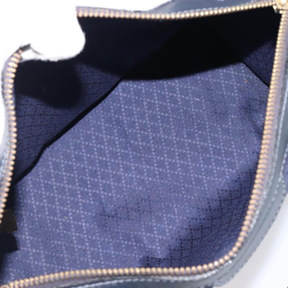 GUCCI Micro GG Canvas Sherry Line Boston Bag Navy Gold Auth 203400A