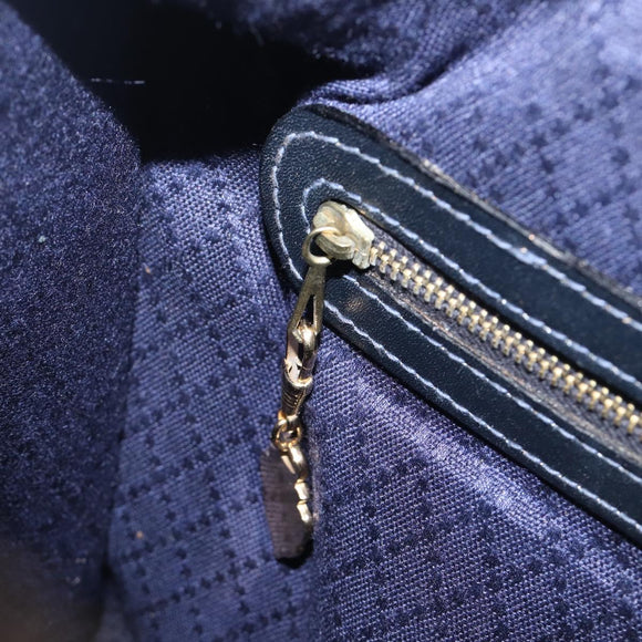 GUCCI Micro GG Canvas Sherry Line Boston Bag Navy Gold Auth 203400A