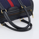 GUCCI Micro GG Canvas Sherry Line Boston Bag Navy Gold Auth 203400A-7