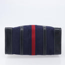 GUCCI Micro GG Canvas Sherry Line Boston Bag Navy Gold Auth 203400A-9