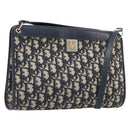 Christian Dior Trotter Canvas Shoulder Bag Navy Gold Auth 203402-1