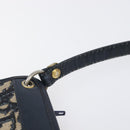 Christian Dior Trotter Canvas Shoulder Bag Navy Gold Auth 203402-9