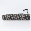 Christian Dior Trotter Canvas Shoulder Bag Navy Gold Auth 203402-5