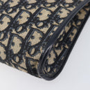 Christian Dior Trotter Canvas Shoulder Bag Navy Gold Auth 203402-15