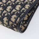Christian Dior Trotter Canvas Shoulder Bag Navy Gold Auth 203402-17