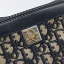 Christian Dior Trotter Canvas Shoulder Bag Navy Gold Auth 203402-19