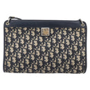 Christian Dior Trotter Canvas Shoulder Bag Navy Gold Auth 203402-13