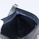 Christian Dior Trotter Canvas Shoulder Bag Navy Gold Auth 203402-20