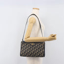 Christian Dior Trotter Canvas Shoulder Bag Navy Gold Auth 203402-22