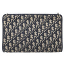 Christian Dior Trotter Canvas Shoulder Bag Navy Gold Auth 203402-2