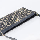 Christian Dior Trotter Canvas Shoulder Bag Navy Gold Auth 203402-6