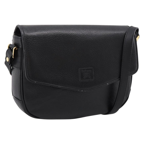 Burberrys Shoulder Bag Leather Black Gold Auth 203404