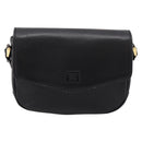 Burberrys Shoulder Bag Leather Black Gold Auth 203404-2