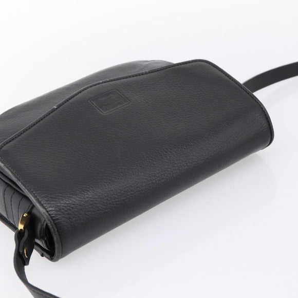 Burberrys Shoulder Bag Leather Black Gold Auth 203404
