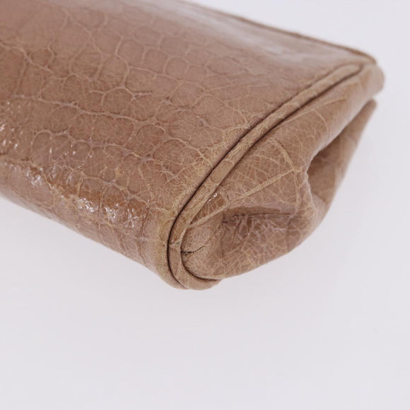 Miu Miu Clutch Bag Leather Beige Gold Auth 203407A
