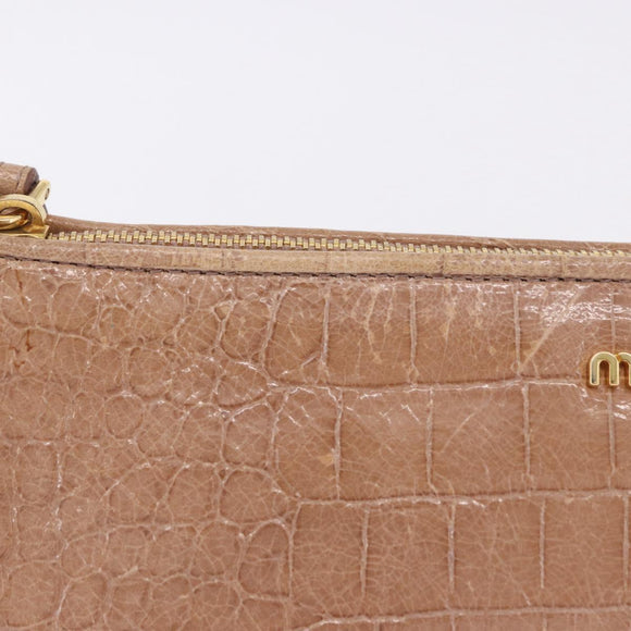 Miu Miu Clutch Bag Leather Beige Gold Auth 203407A