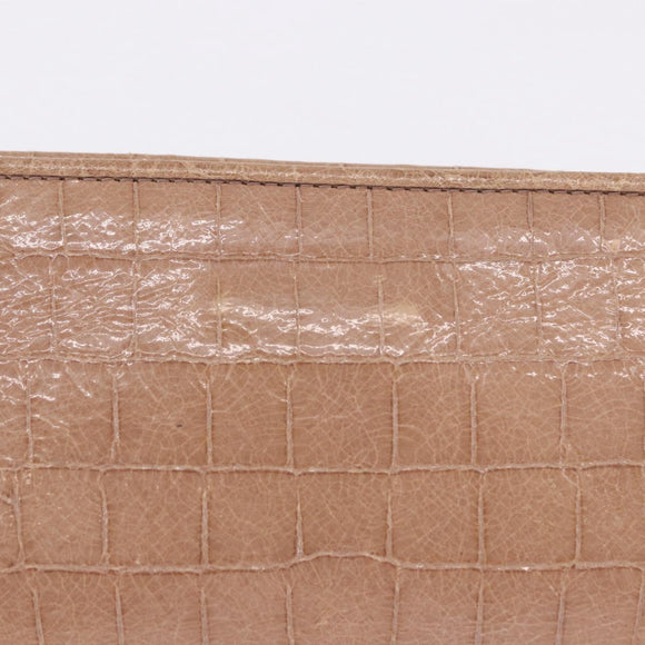 Miu Miu Clutch Bag Leather Beige Gold Auth 203407A