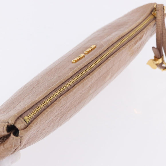 Miu Miu Clutch Bag Leather Beige Gold Auth 203407A