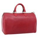 LOUIS VUITTON Epi Speedy 35 Hand Bag Castilian Red M42997 LV Auth 203411-1