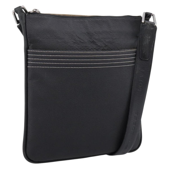 LOEWE Shoulder Bag PVC Canvas Black Silver Auth 203418
