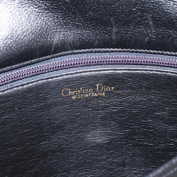 Christian Dior Shoulder Bag Leather Black Gold Auth 203420