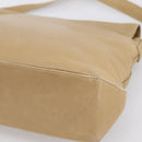 CELINE Shoulder Bag Leather Beige Silver Auth 203421-15