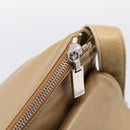 CELINE Shoulder Bag Leather Beige Silver Auth 203421-17