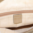 CELINE Shoulder Bag Leather Beige Silver Auth 203421-11