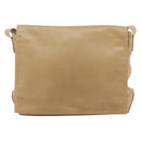 CELINE Shoulder Bag Leather Beige Silver Auth 203421-13