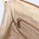 CELINE Shoulder Bag Leather Beige Silver Auth 203421-21