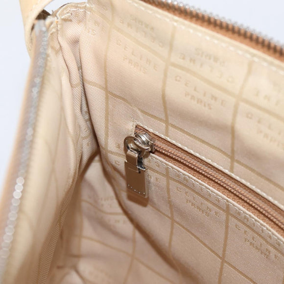 CELINE Shoulder Bag Leather Beige Silver Auth 203421