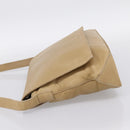 CELINE Shoulder Bag Leather Beige Silver Auth 203421-3