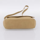 CELINE Shoulder Bag Leather Beige Silver Auth 203421-5