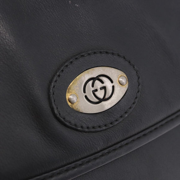 GUCCI Shoulder Bag Leather Black Gold 007 49 5548 Auth 203424