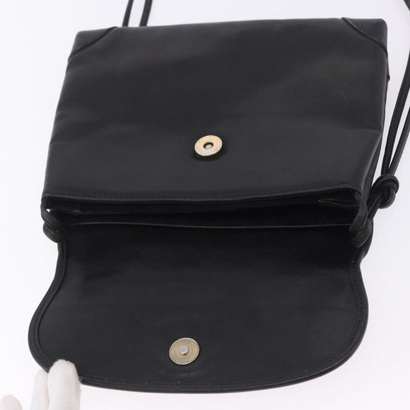 GUCCI Shoulder Bag Leather Black Gold 007 49 5548 Auth 203424