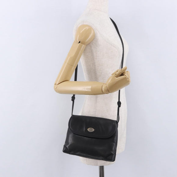 GUCCI Shoulder Bag Leather Black Gold 007 49 5548 Auth 203424