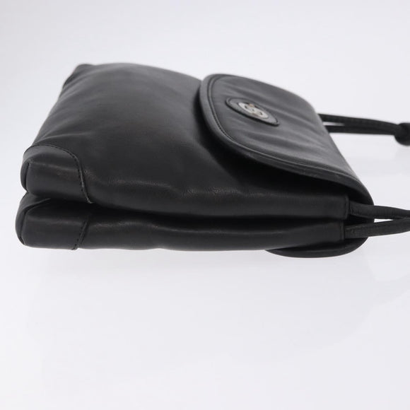 GUCCI Shoulder Bag Leather Black Gold 007 49 5548 Auth 203424