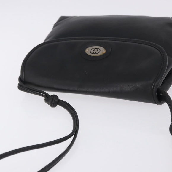 GUCCI Shoulder Bag Leather Black Gold 007 49 5548 Auth 203424