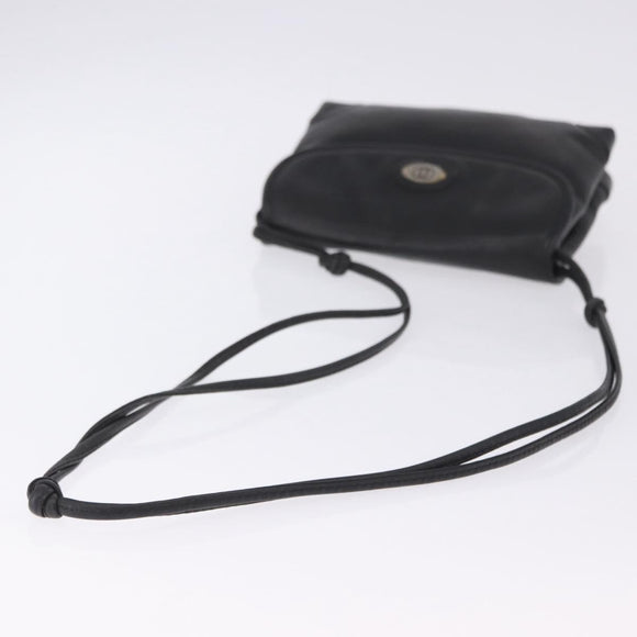 GUCCI Shoulder Bag Leather Black Gold 007 49 5548 Auth 203424