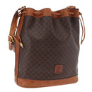CELINE Macadam Canvas Shoulder Bag PVC Leather Brown Gold Auth 203425-1