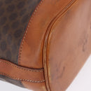CELINE Macadam Canvas Shoulder Bag PVC Leather Brown Gold Auth 203425-13